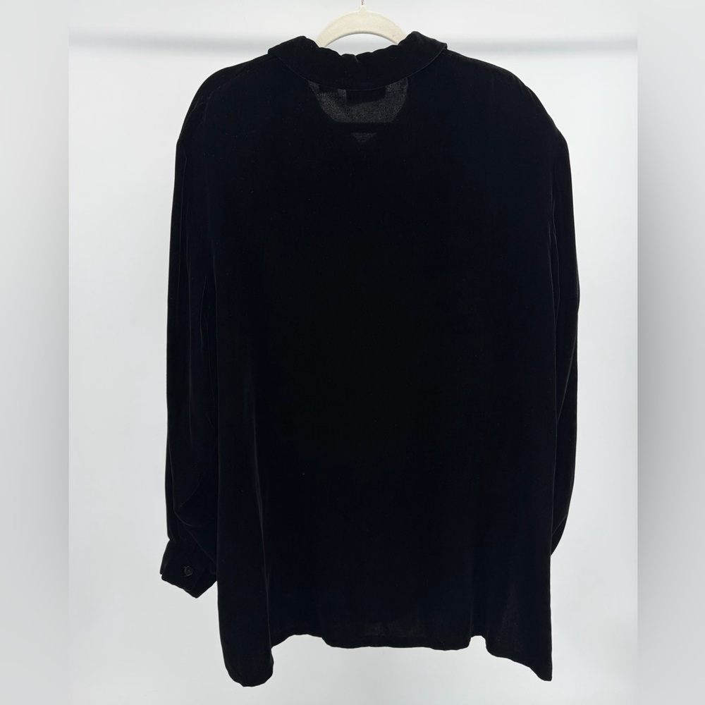 Vintage Liz Claiborne Black Silk Blend Velvet Button-Down Tunic Top, Women's 2X - Picture 4 of 6